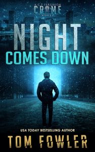 Night Comes Down cover - man walking into snowy darkness
